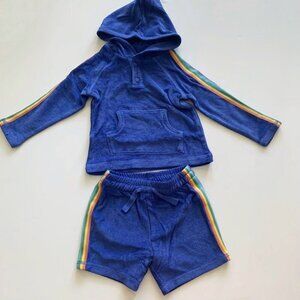 Hanna Andersson Baby boy Terry shorts and hoodie set 6-12 months
